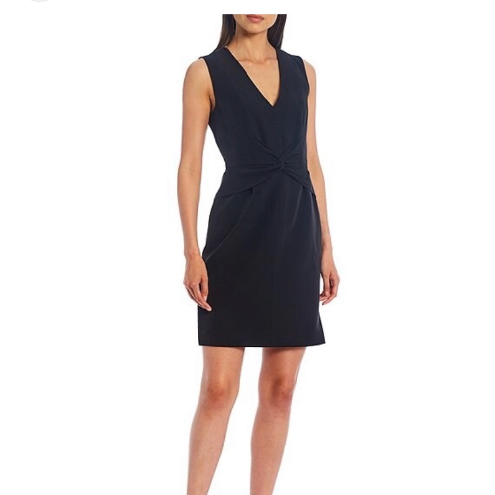 LDT Everly deep v neck sleeveless front drape sheath dress. NWT . Retsil 169
